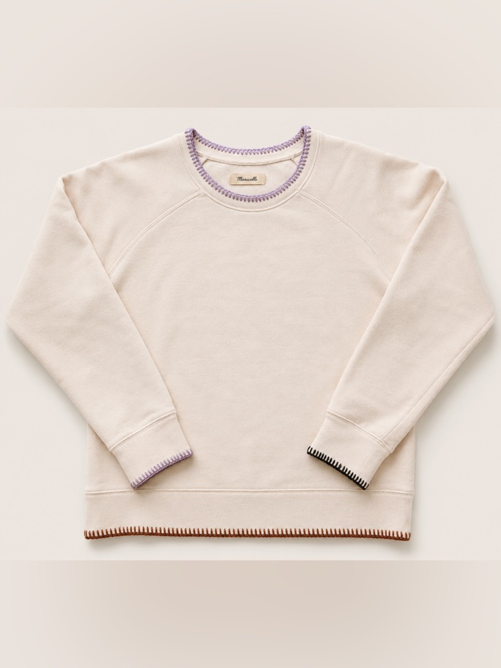 Madewell  Contrast Blanket Stitched Shrunken Sweatshirt.